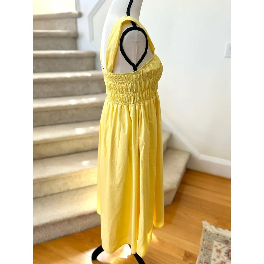 Nanette Lepore Lemon Yellow Shirred Bodice Midi Dress - Image 2
