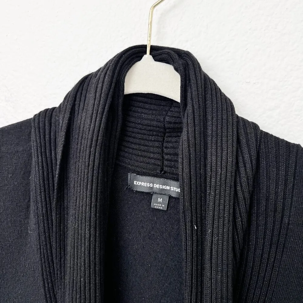 [Express] Black Cowl Neck Ribbed Knit Short Sleeve Sweater Top Size Medium M - Image 8