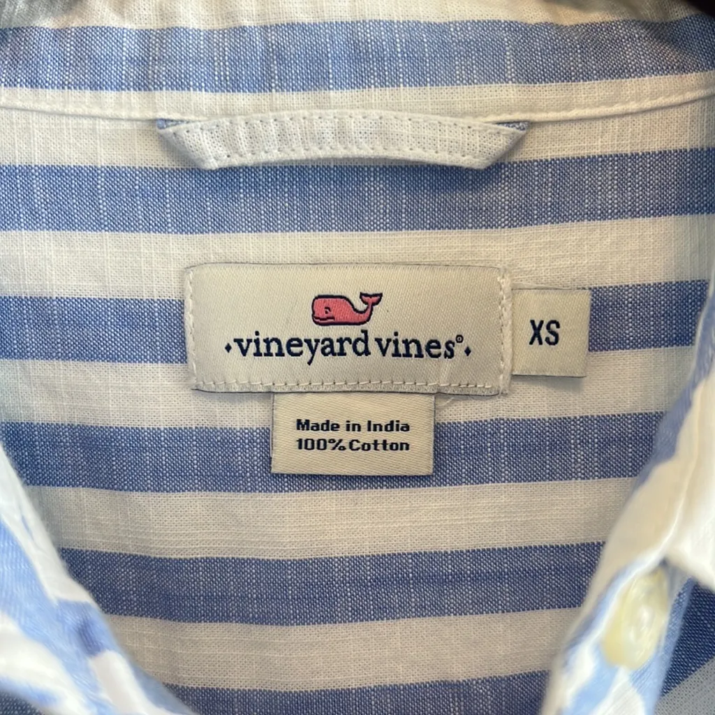 Vineyard Vines Cotton 1/2 Placket Collar Stripe Blouse, XS - Image 4
