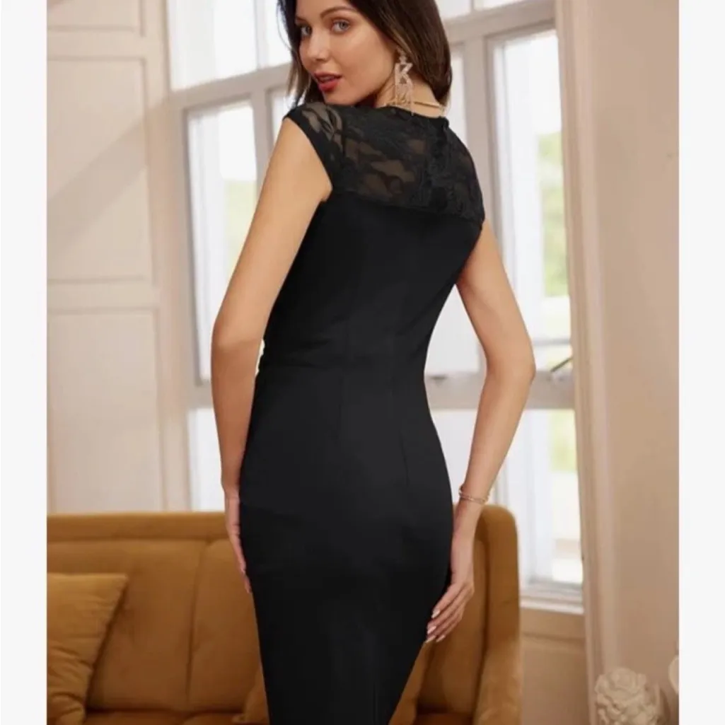 Grace Karin Women's Black Lace Cocktail Party Dress Cap Sleeve NWT Small - Image 3