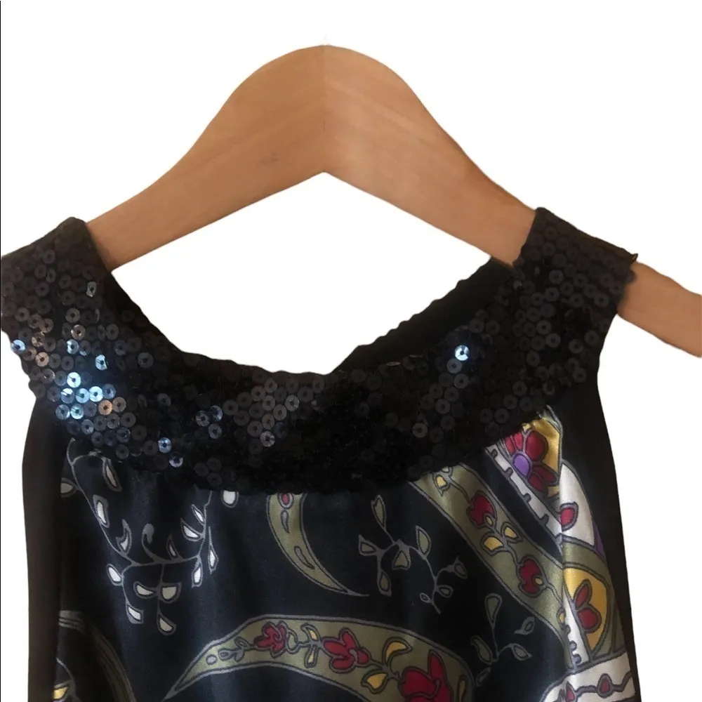 Y2K Black Purple & Gold paisley halter top Size L - Image 3