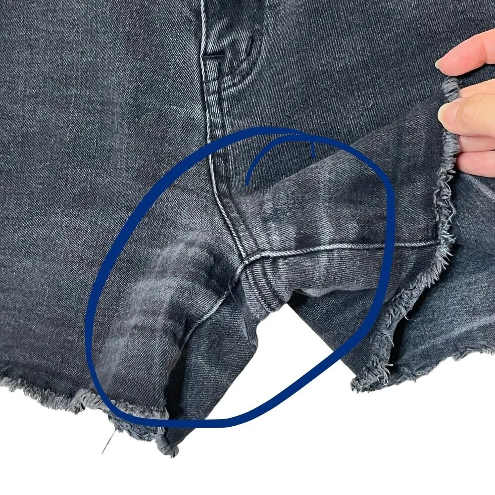 Madewell Shorts Womens High Rise Denim Faded Black Wash Boyshorts Jean 27 FLAWED - Image 11