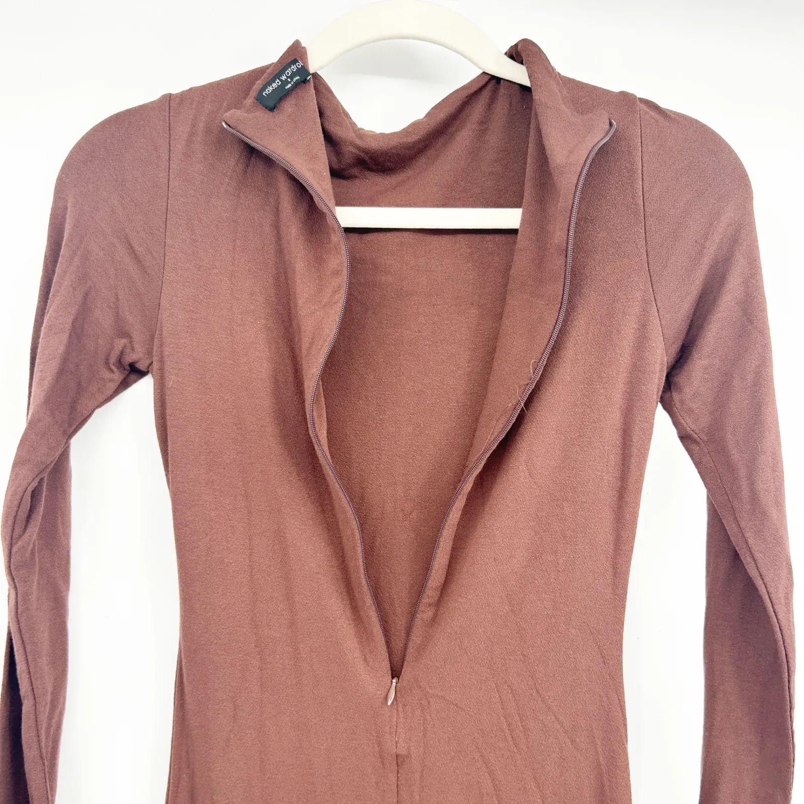 Naked Wardrobe Womens Sculpt Mock Neck Long Sleeve Bodycon Maxi Dress Size S - Image 9