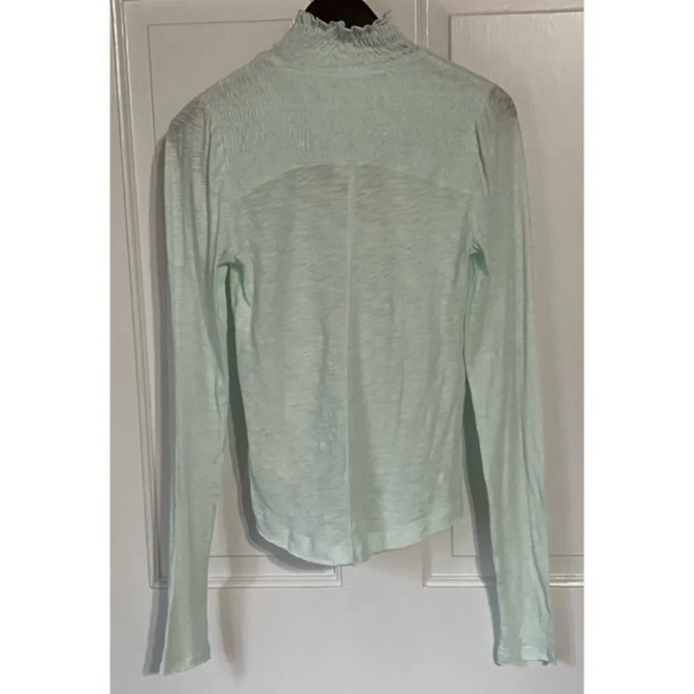 Free People Caroline Iced Aqua Long Sleeve Shirred Turtleneck Top Size M NWT - Image 5