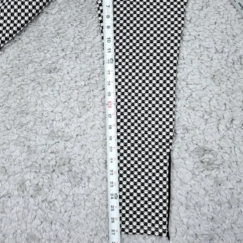 Betabrand Skinny Leg Pencil Dress Pants Yoga Catstooth Cat Black White Small - Image 8