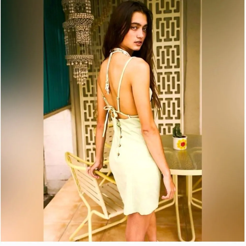 NWOT FREE PEOPLE Little Loca Mini Dress  Light Yellow - Image 5