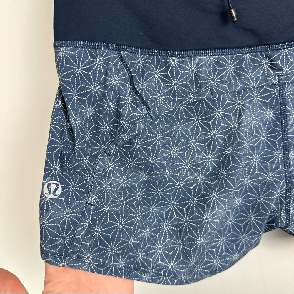 Lululemon Run Times Short Blue Swift Ultra Sz 4 Inkwell Star Print Athletic Run - Image 13