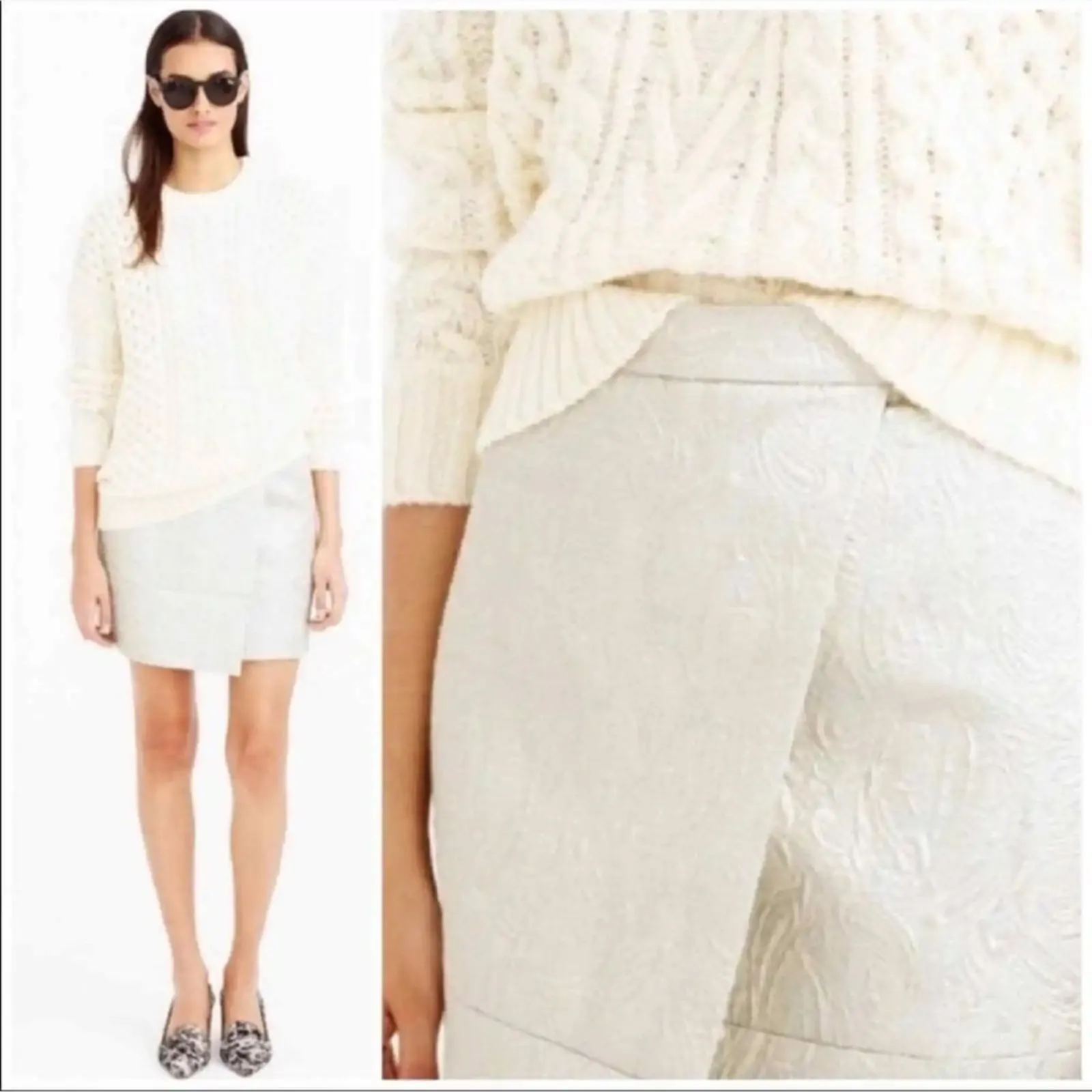 J. Crew Skirt Metallic Matelasse Origami Faux Wrap Mini Skirt Size 10 NEW - Image 13