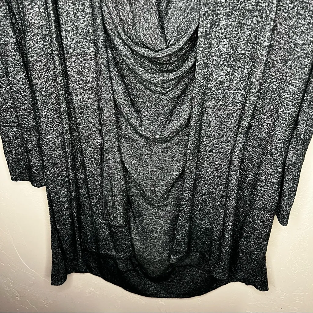 Athleta Harmony Wrap II Heathered Gray Drapey Hooded Open Front Cardigan - Image 7