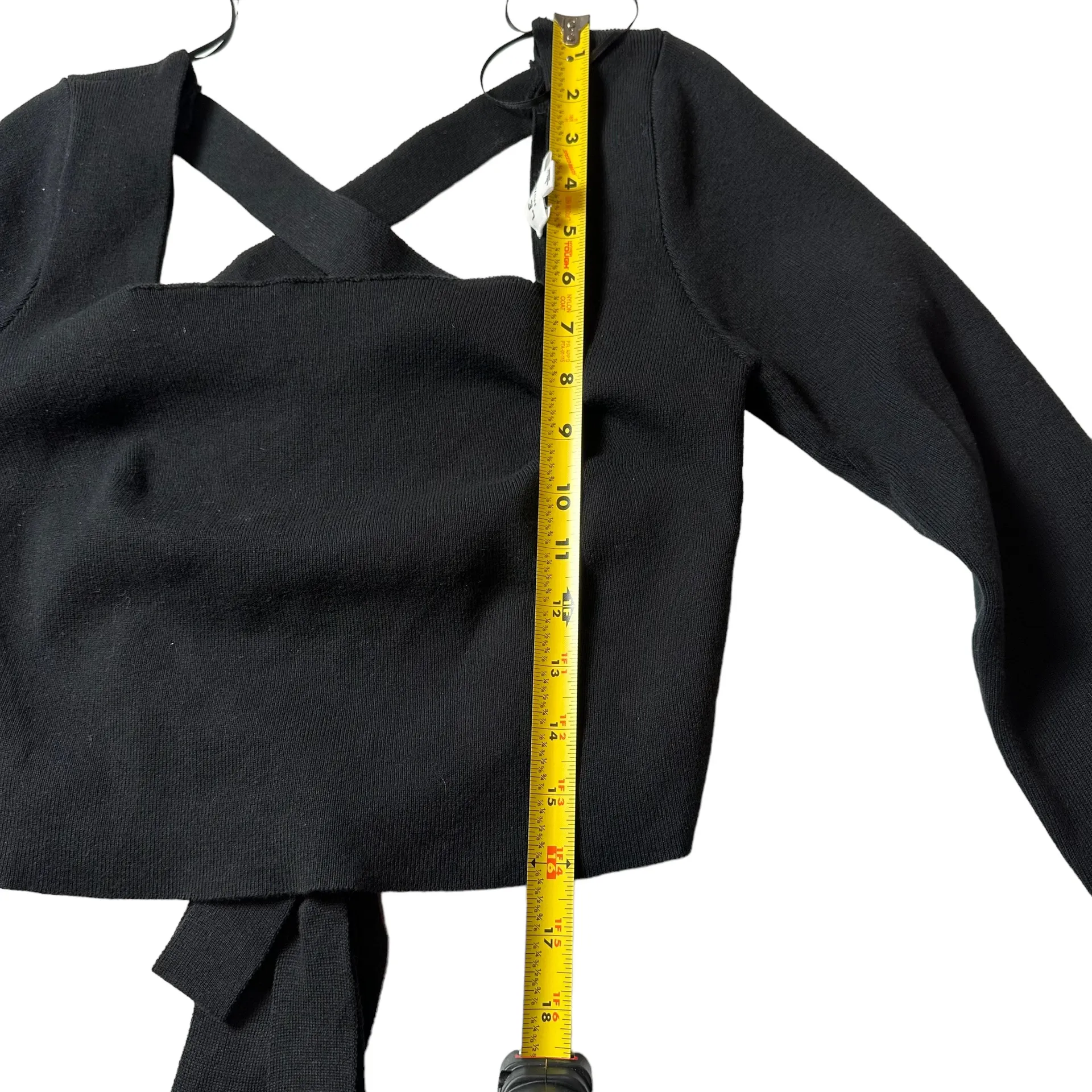 Lilis Women Long sleeve criss cross back crop top sweater Black size Large - Image 9