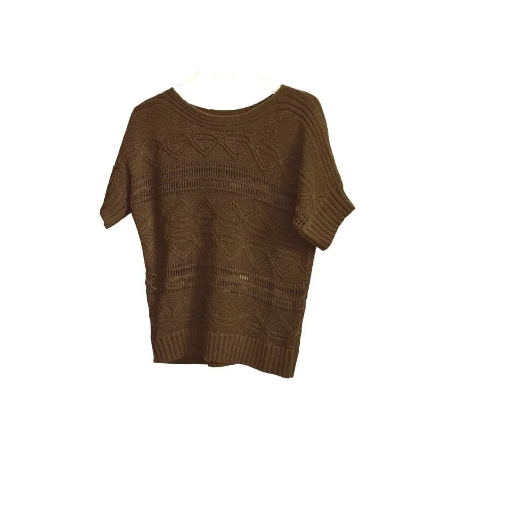 Ruby Rd Women's Deep Brown Short Sleeve Sweater Sz Large Sku 2313 - Image 9