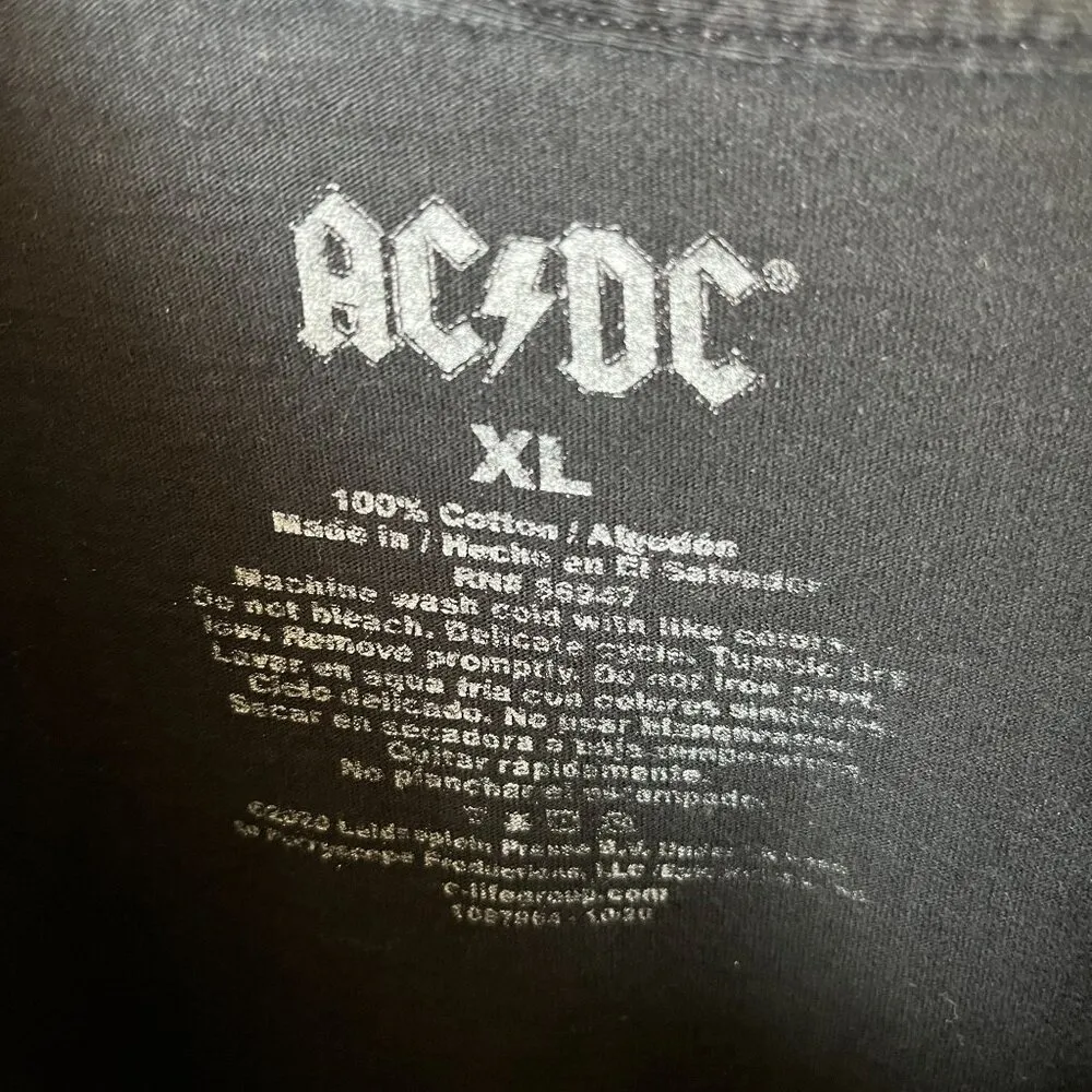 ACDC Back In Black T Shirt Black XL Extra Large Hard Rock Graphic Tee Solid Logo - Image 11