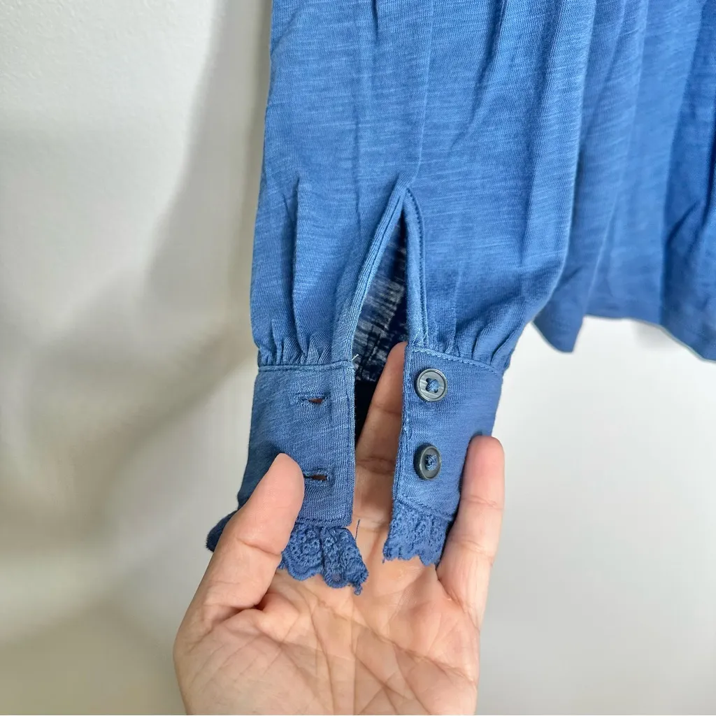 Boden Henrietta Pintuck Long Sleeve Henley Top Blue Jay Size 2 - Image 7