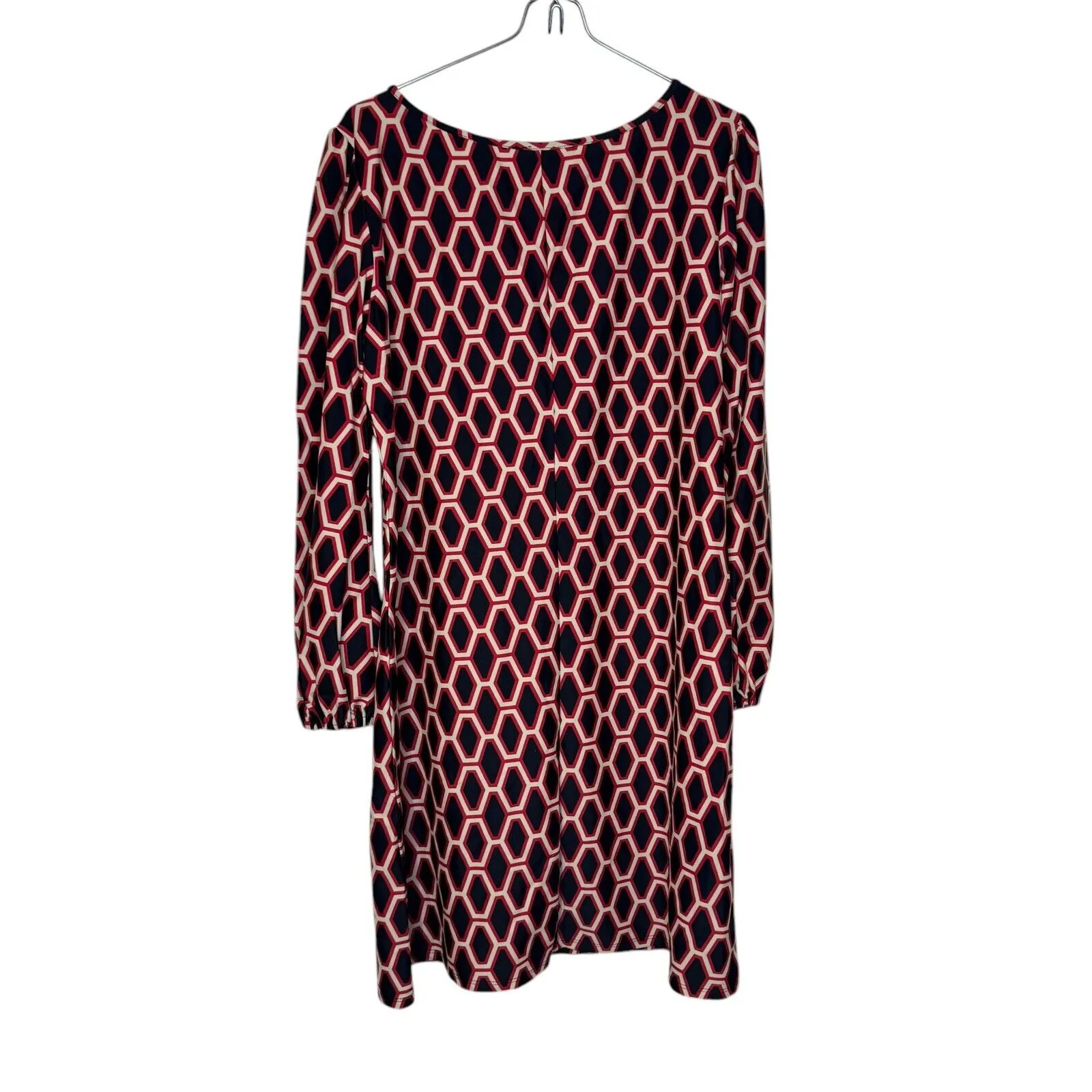 Jude Connally Women's Shift Dress Geometric Honeycomb Print Stretchy Red Medium - Image 7