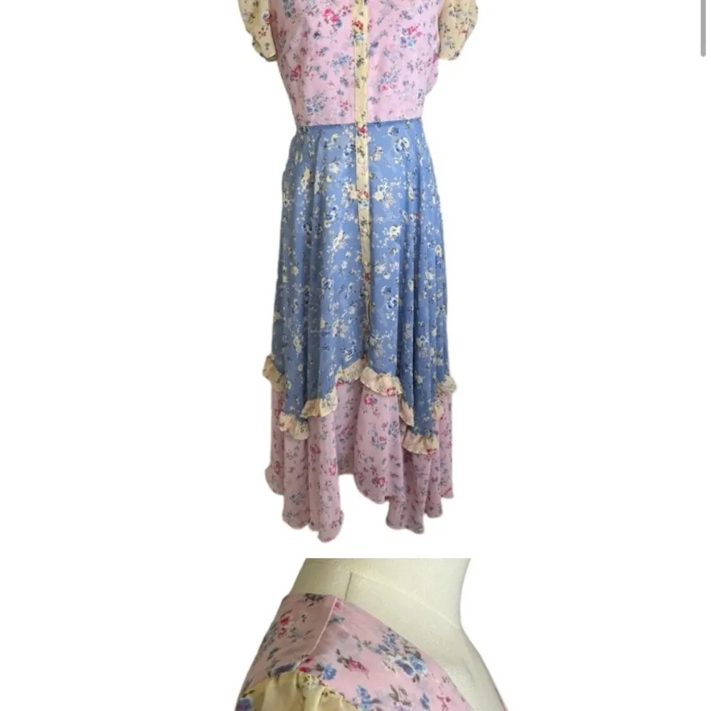EVIE Anthropologie Blue & Pink Asymmetrical Tiered Sundress Fairy Costume Size XS - Image 13