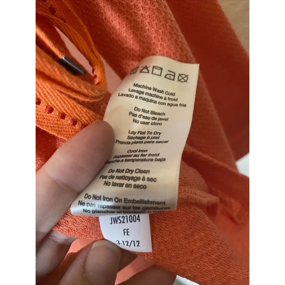 Merrell Open Front Drape Womens Long Sleeve Cardigan Sweater Coral Sz Large - Image 7