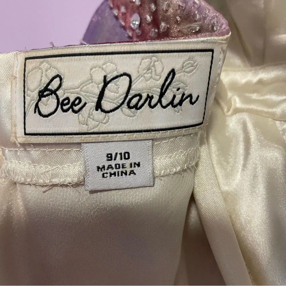 B Darlin Prom Dress Size 9 10 Halter Beaded Satin Maxi Purple Blue Chiffon - Image 10