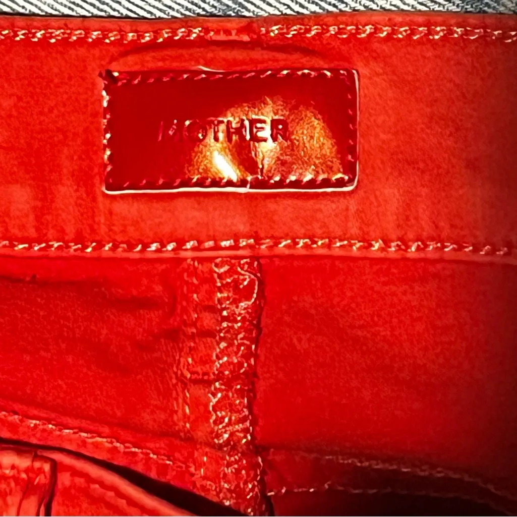 MOTHER The Rascal Cuff Premium Stretch Denim Jeans in Rambutan Red Size 27 - Image 7