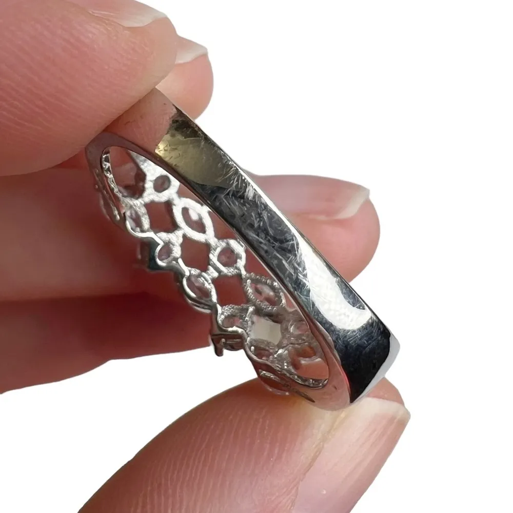 White/Clear Marquise & Round Cut Rhinestone Triple Split Shank Ring - Image 9