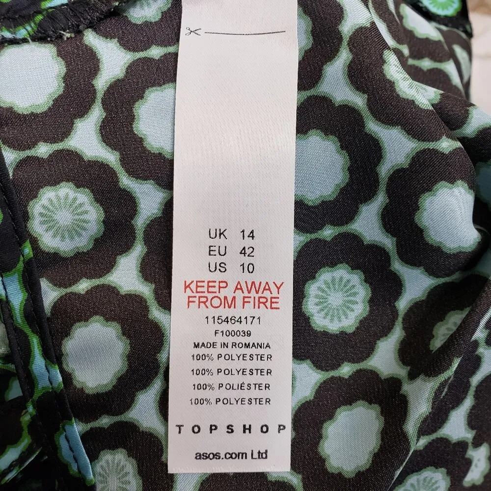 Topshop Womens 10 Floral Tile Print Ruched Camisole NEW - Image 9