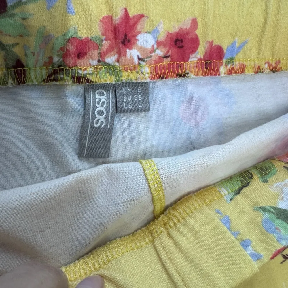 Asos Womens Floral Yellow Long Skirt Size 4 / 26" Waist Button-down - Image 3