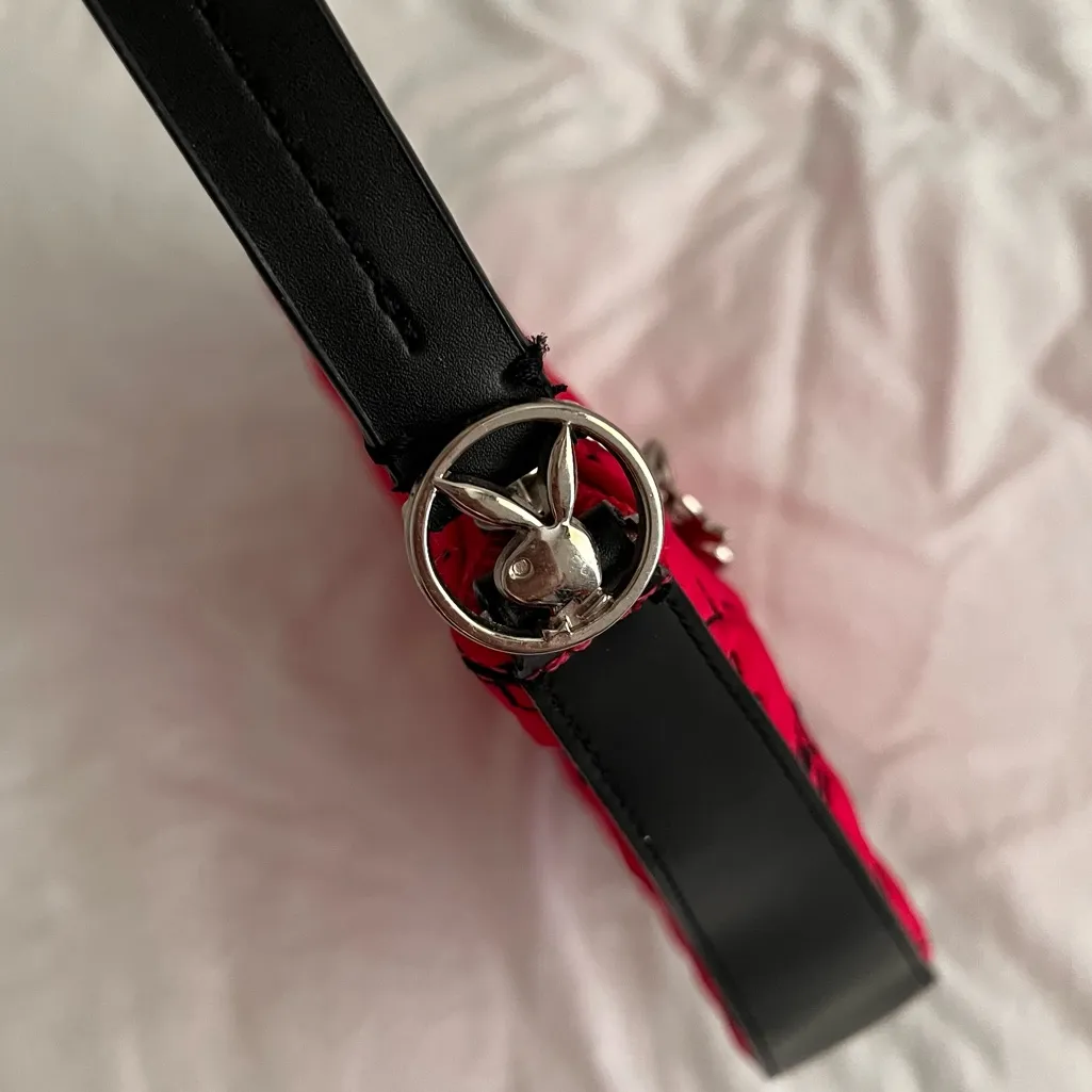 Y2K Playboy Bunny Saddle Hot Pink Shoulder Bag Silver Hardware 2000s Rare - Image 3