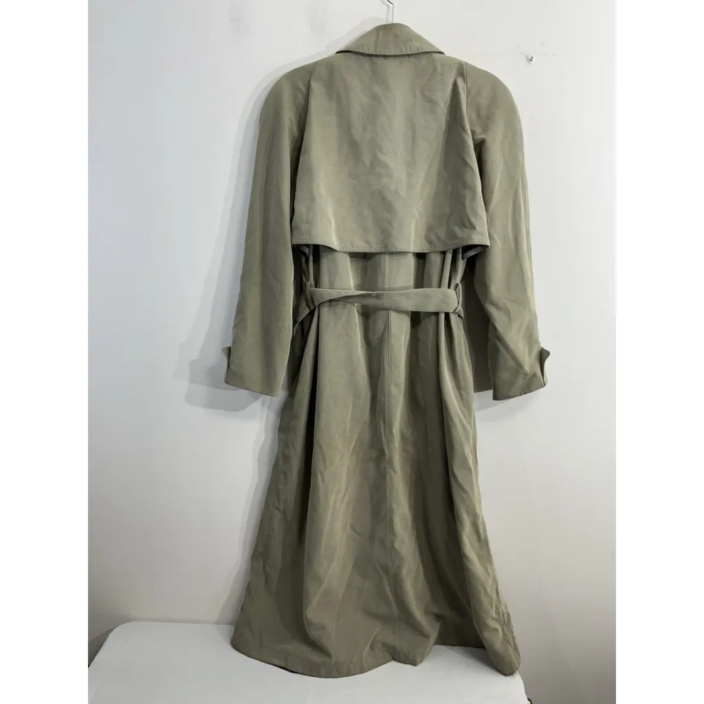 Womans NY Harbor Midi Trench Coat 12 P Green Lined Hidden Button Front Size 12P - Image 2