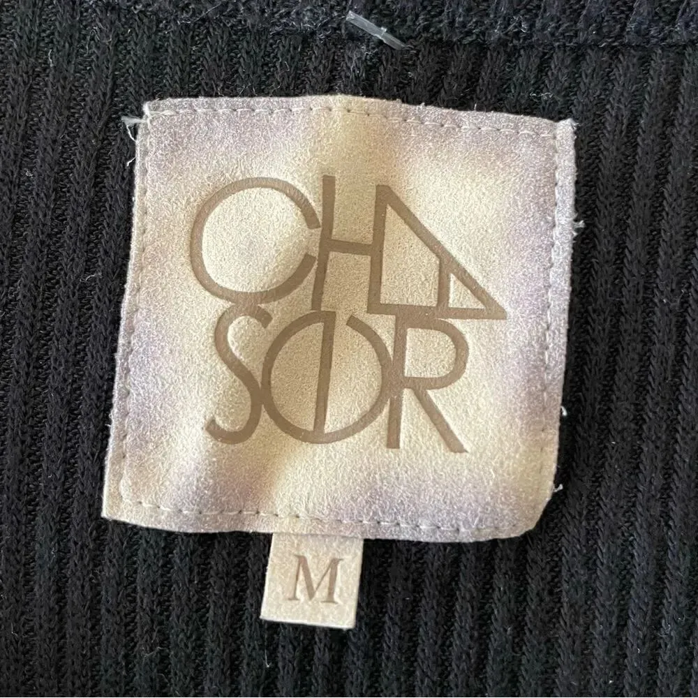 Chaser Revolve Jet Black SCOOP NECK RAGLAN RIB PULLOVER Long Sleeves SZ M - Image 2