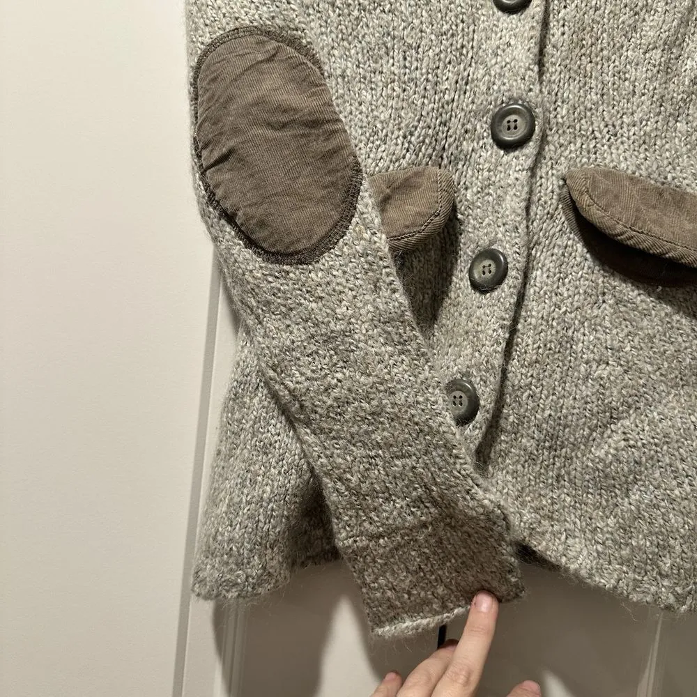 Anthropologie Sparrow Sweater Womens XS Beige Blazer Corduroy Elbow Wool - Image 7