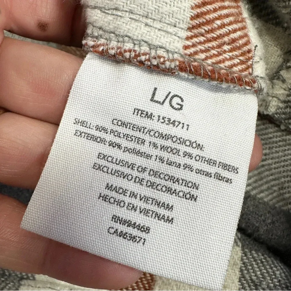 HFX Wool Blend Flannel Plaid Shacket Jacket Western Relaxed Fit Gray/Brown L Gray Size L - Image 7