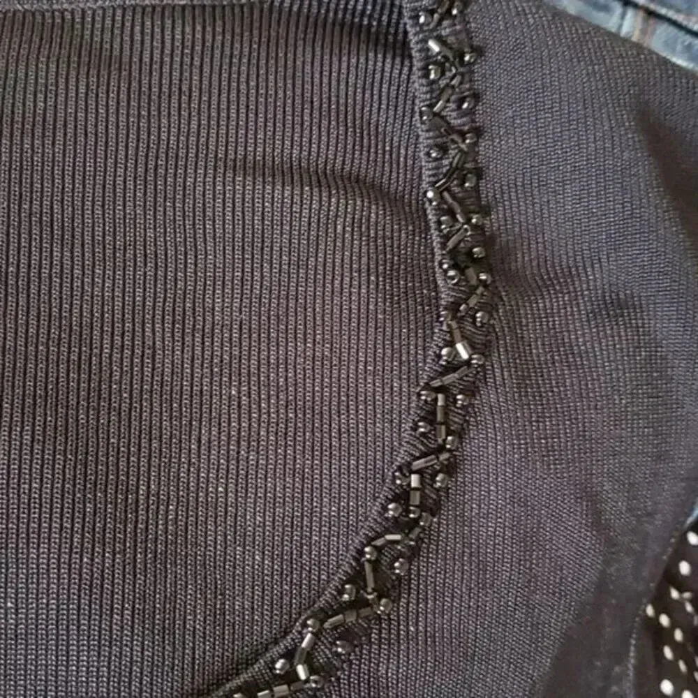 BCBG‎ Maxazria Sequins Diamond Sleeveless Sweater Black Silver 2X - Image 5