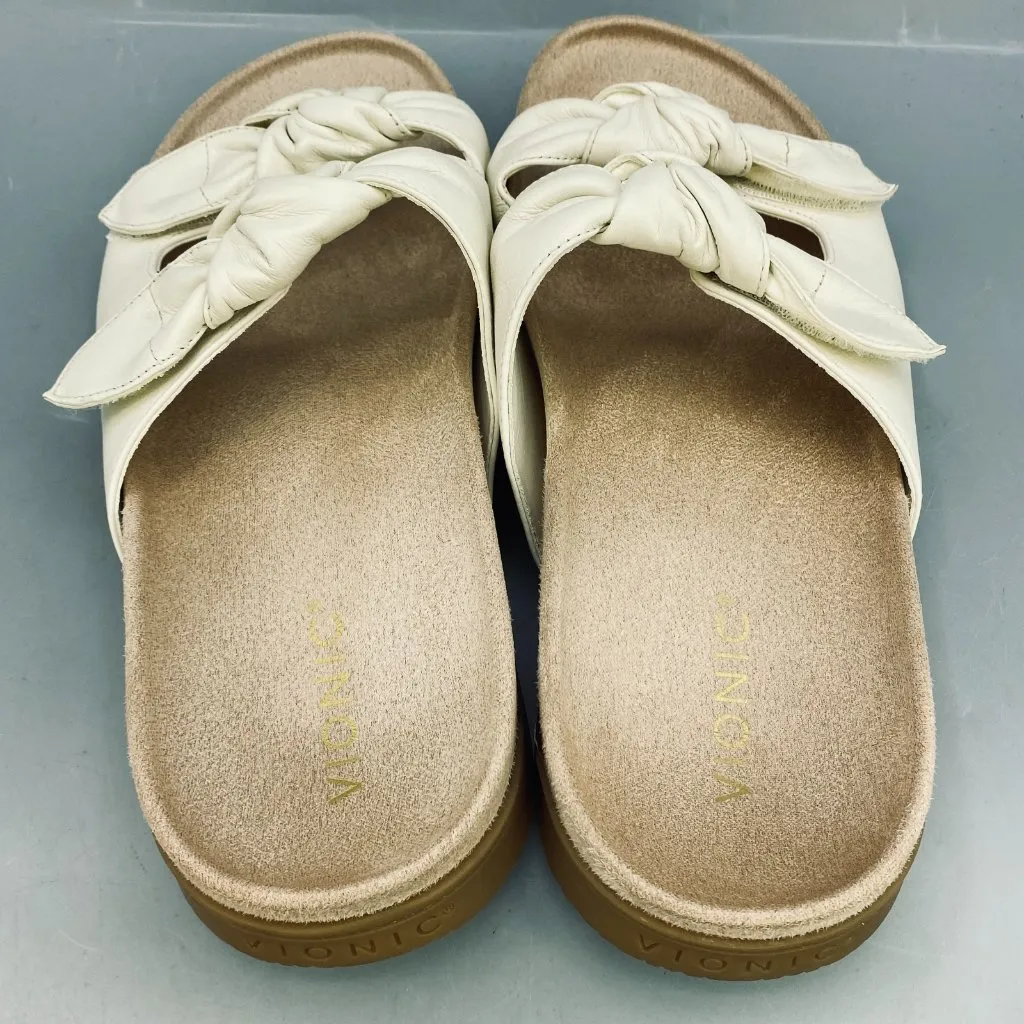 Vionic Elara Slide Sandals Womens 10 Beige Leather Strap Perfect Fit - Image 4