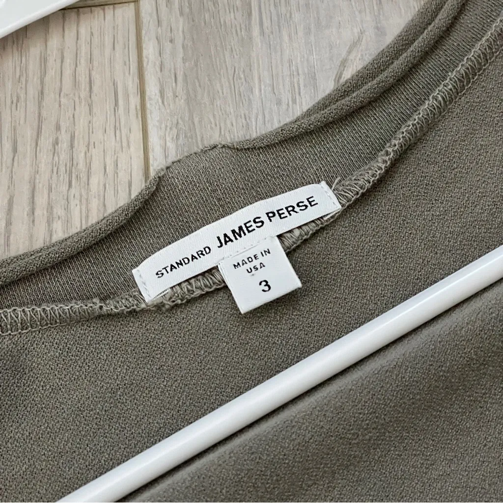 James Perse Dress cotton scoop knee length womens Gray large contemporary office - Image 2