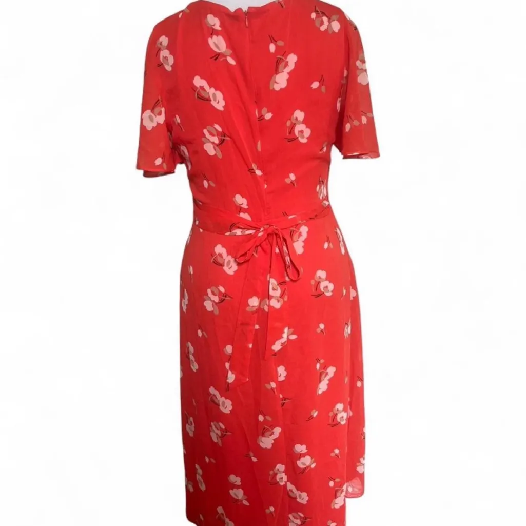 Ralph Lauren Red Floral wrap Dress Size 12 black label - Image 2