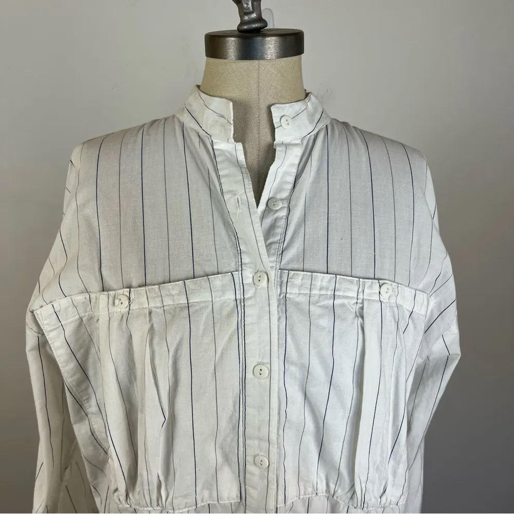 A PAQUETTE Stripe Button Down Shirt White Size M - Image 3