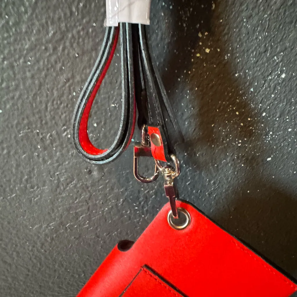 Ray Ban Red and Black Crossbody Wallet and Sunglasses Holder with Strap - Image 6