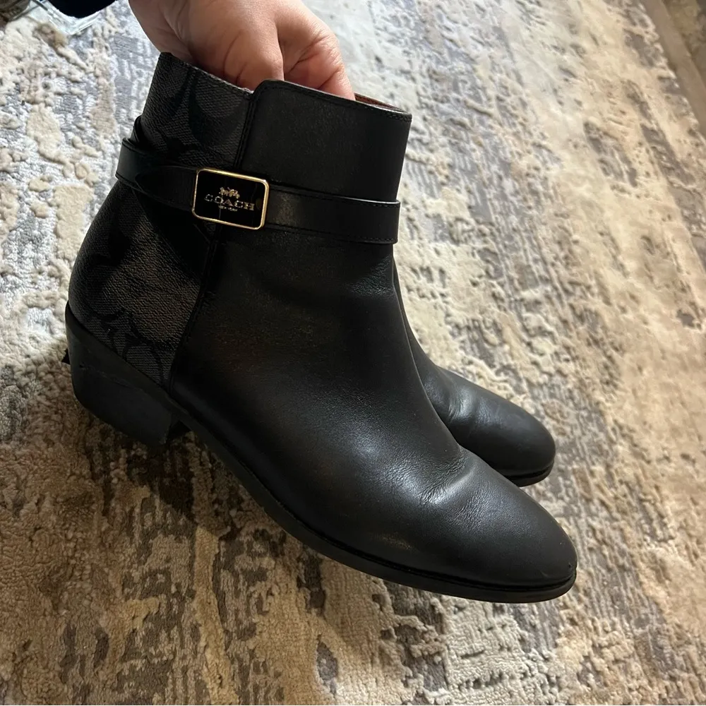 Coach Black Logo Leather Dean Boots Size 7.5 $295 - Image 6