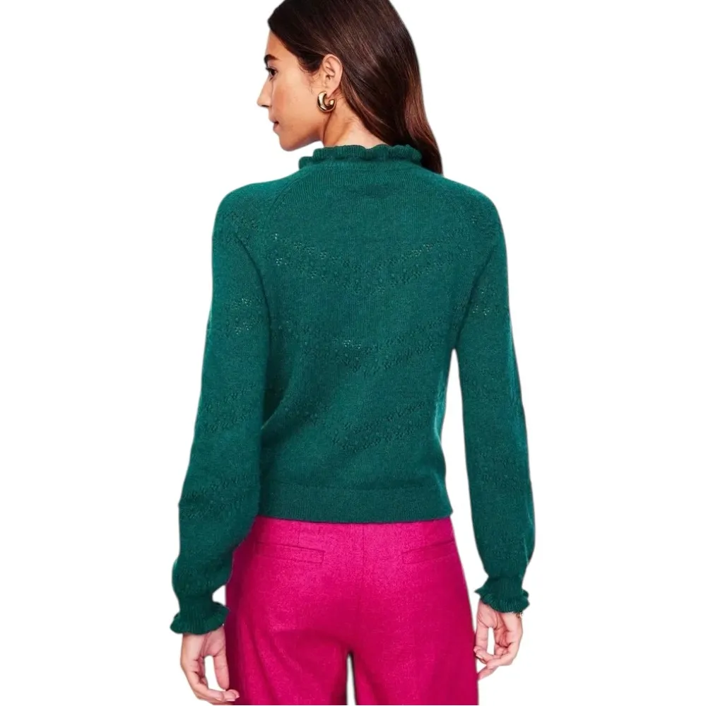 Boden New With Tags Fae Embroidered Fair Isle Cardigan Womens Medium Green Pink - Image 5