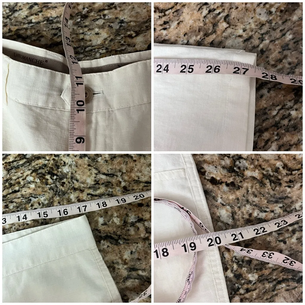 LANGMANCHE Women’s Linen Pants Beige 34x27 Coastal Beach Old Money Minimalist Size 34 - Image 4