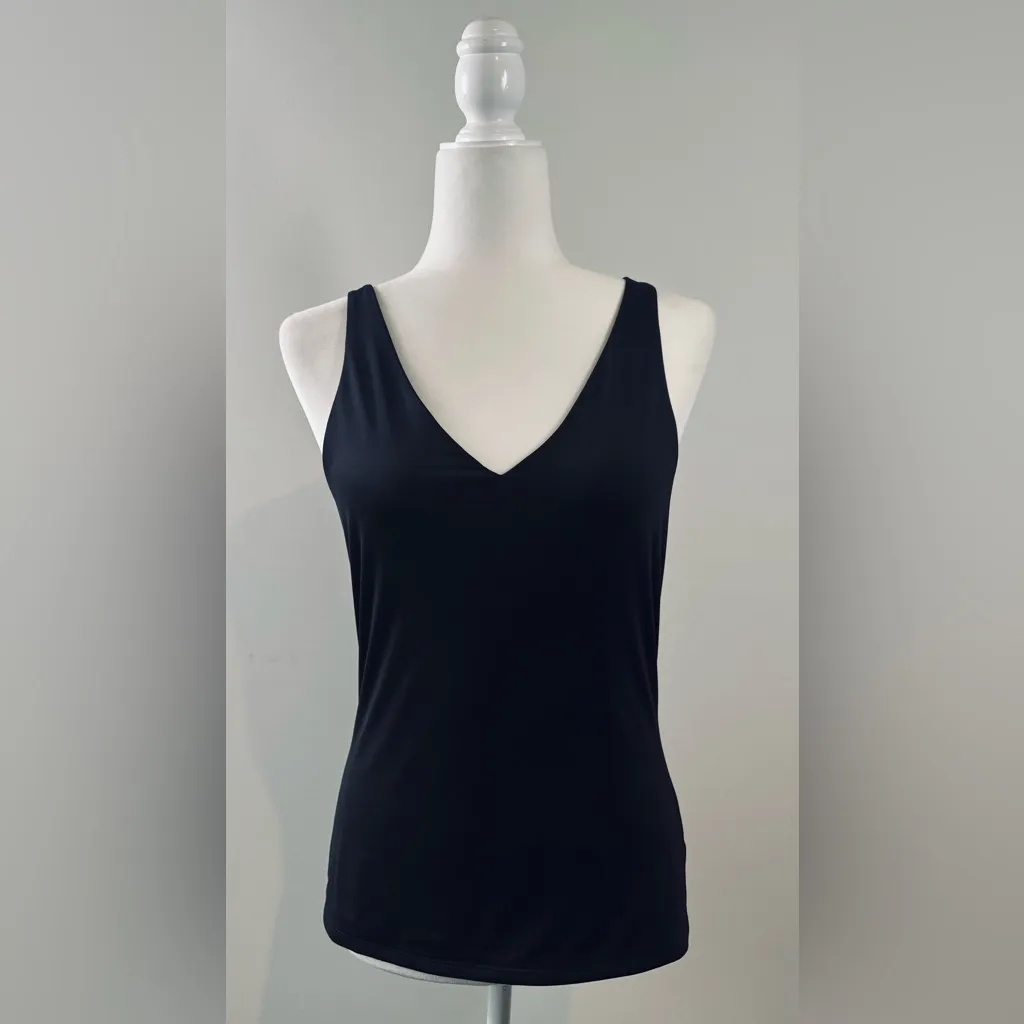 Express Women’s Double Layer Black V-Neck Tank Top Size M NWT - Image 2