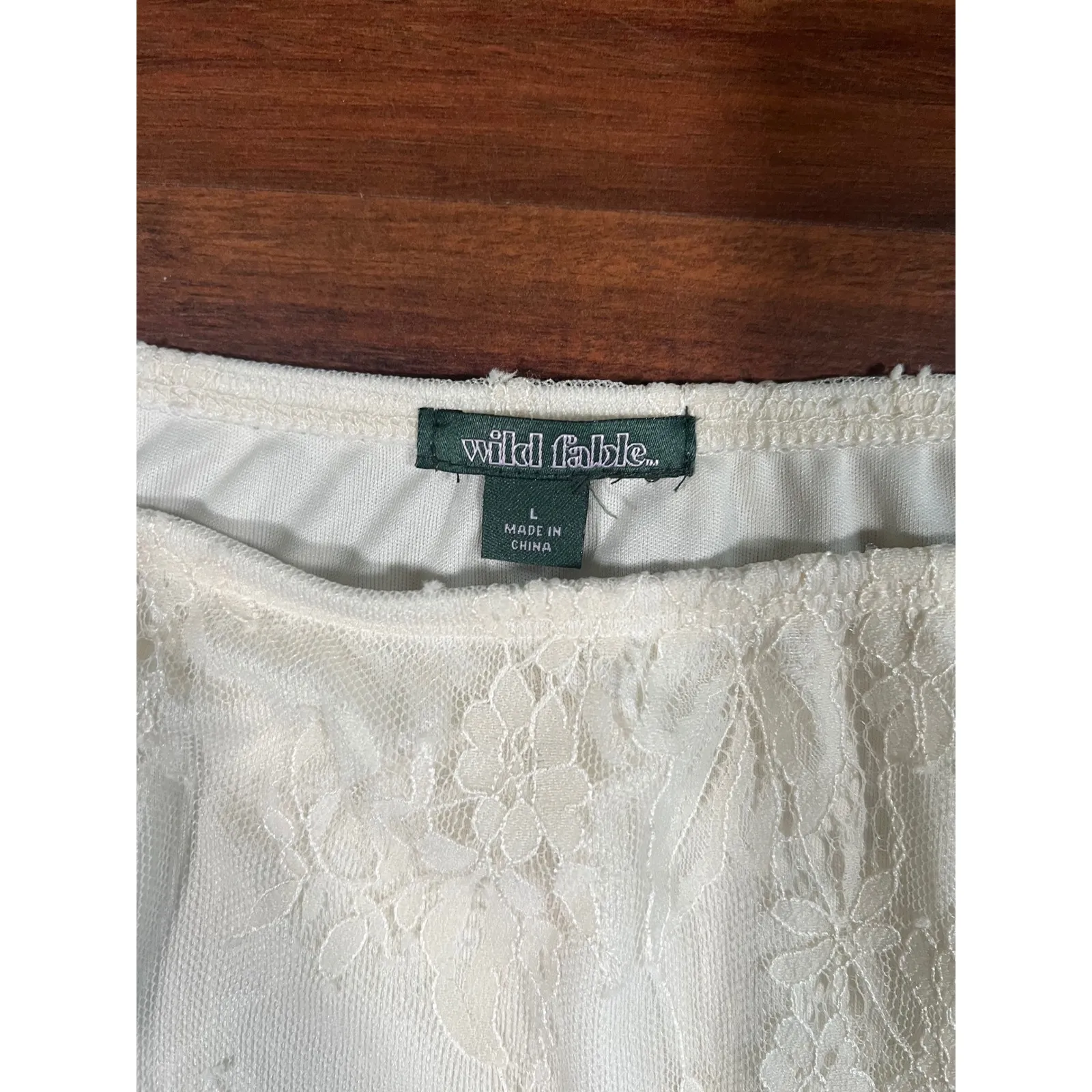 Wild Fable Lace Overlay Mini Skirt Womens Large Ivory Floral Cute - Image 2