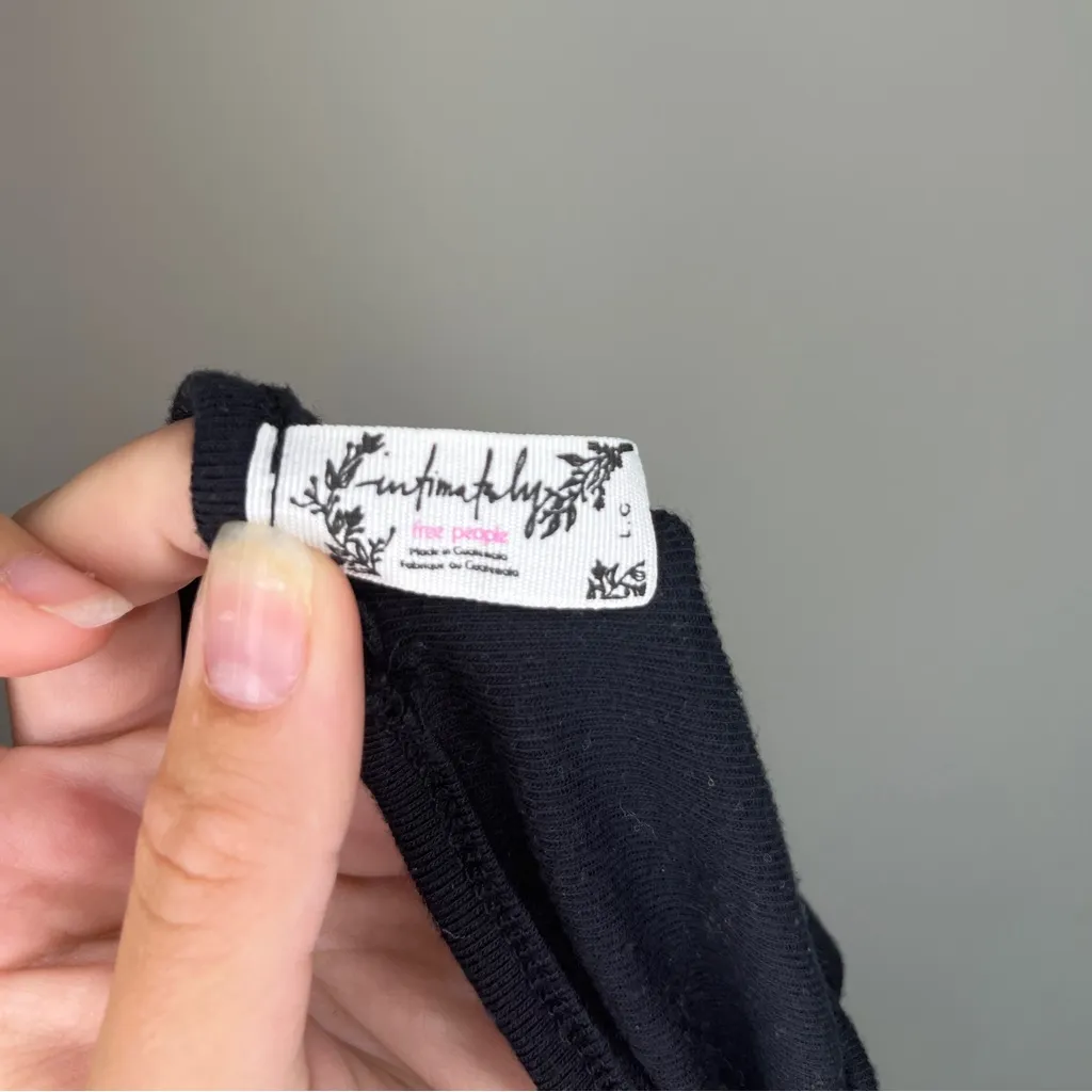 Free People Intimately Ribbed Tank Top Teens Size Large Black Comfort Textured - Image 4