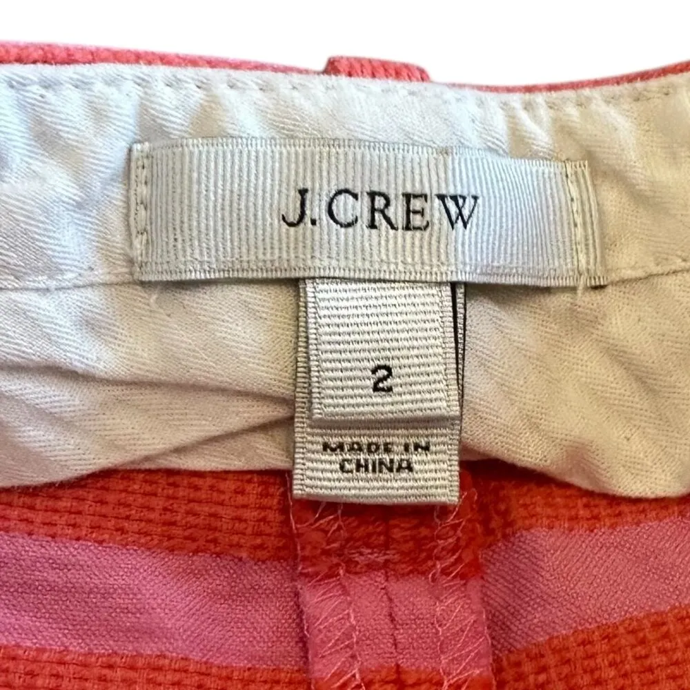 J. Crew Pink Red Stripe Mini Skirt Cotton Blend Casual Colorful Size 2 Women's - Image 9