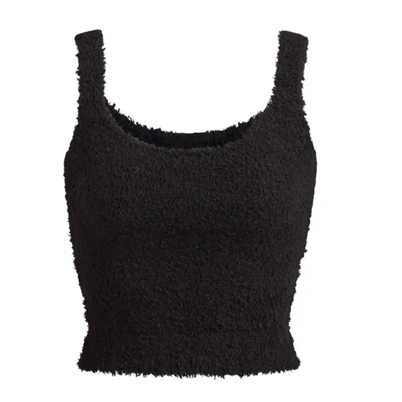 SKIMS Cozy Knit Cropped Tank Top Black – Size L/XL - NWT - Image 3
