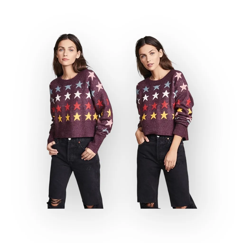 new Wildfox Couture ★ Rainbow Star Elektra Knit Sweater ★ Crushed Berry ★ Large - Image 10
