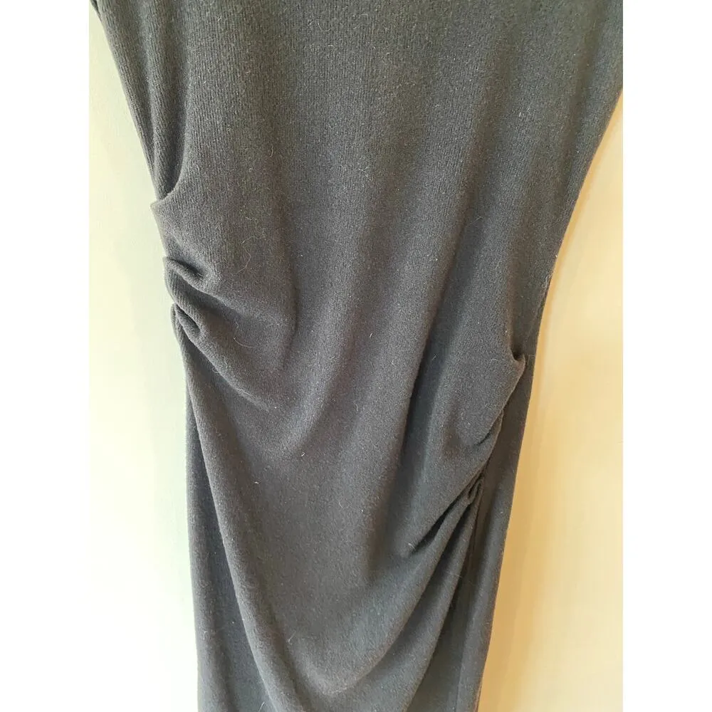 Zara Short Sleeve Ruched Side High Neck Midi Dress Black Women's Size Medium - Image 4
