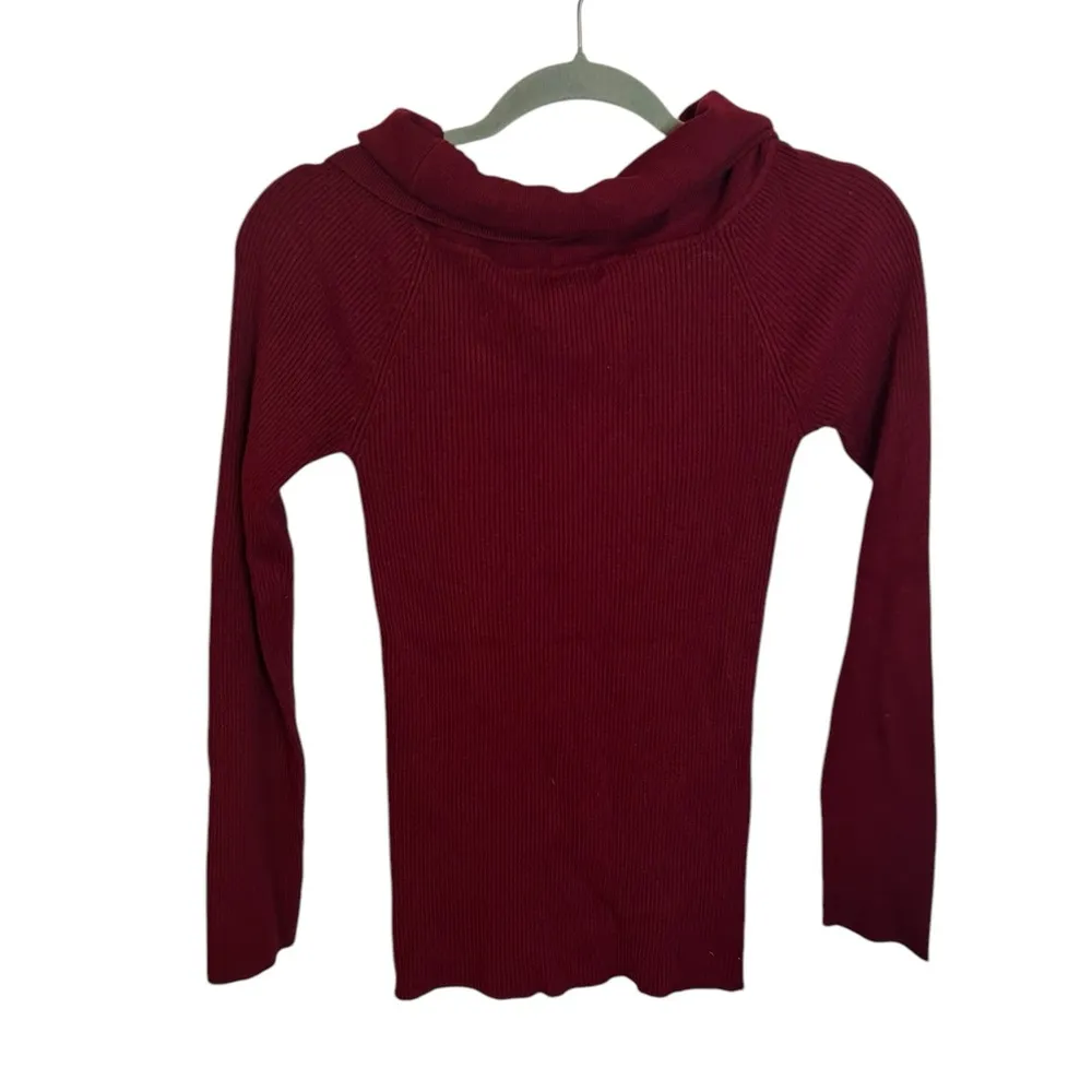 Rampage Red Y2K Cable Knit Cowl Neck Sweater - Image 2