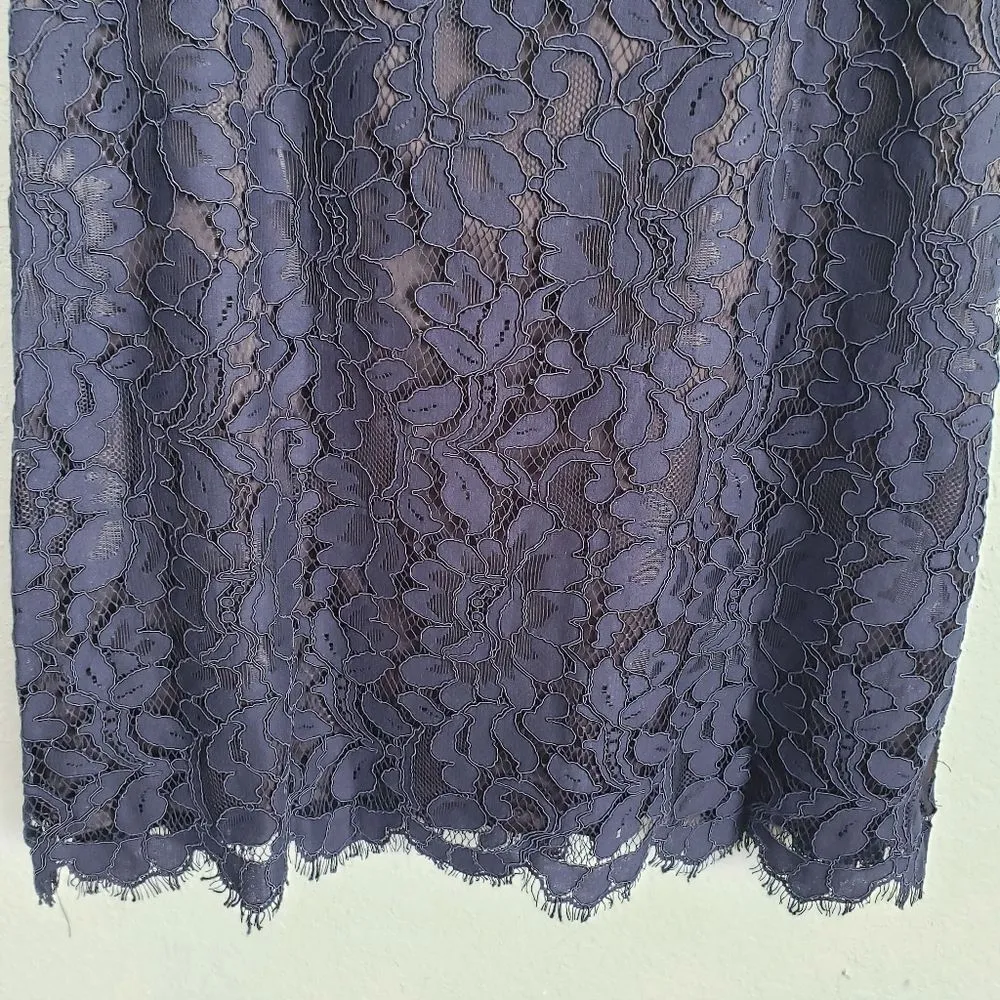 Eliza‎ J Navy High Neck Lace Sheath Dress - Image 3