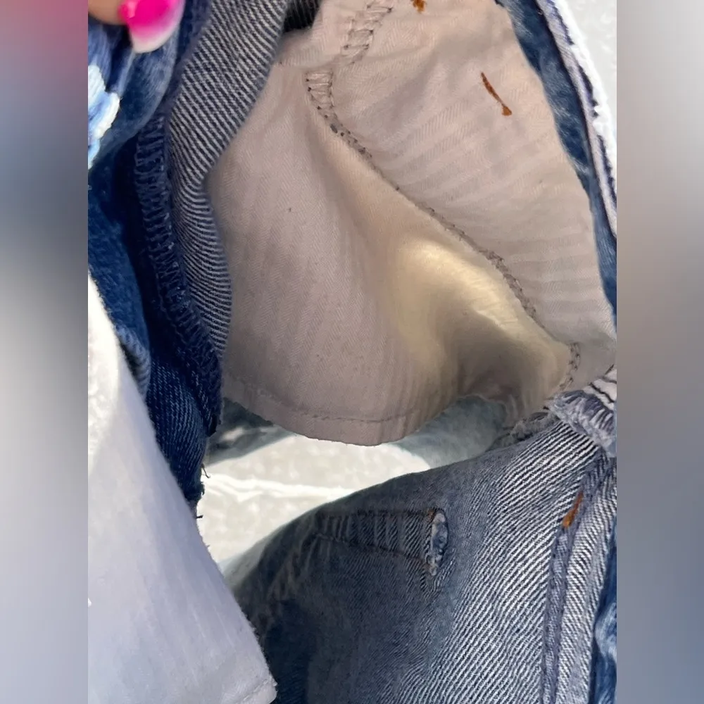 Abercrombie & Fitch Zoe Natural Rise  Vintage A-Line Denim Distressed Skirt - Image 15