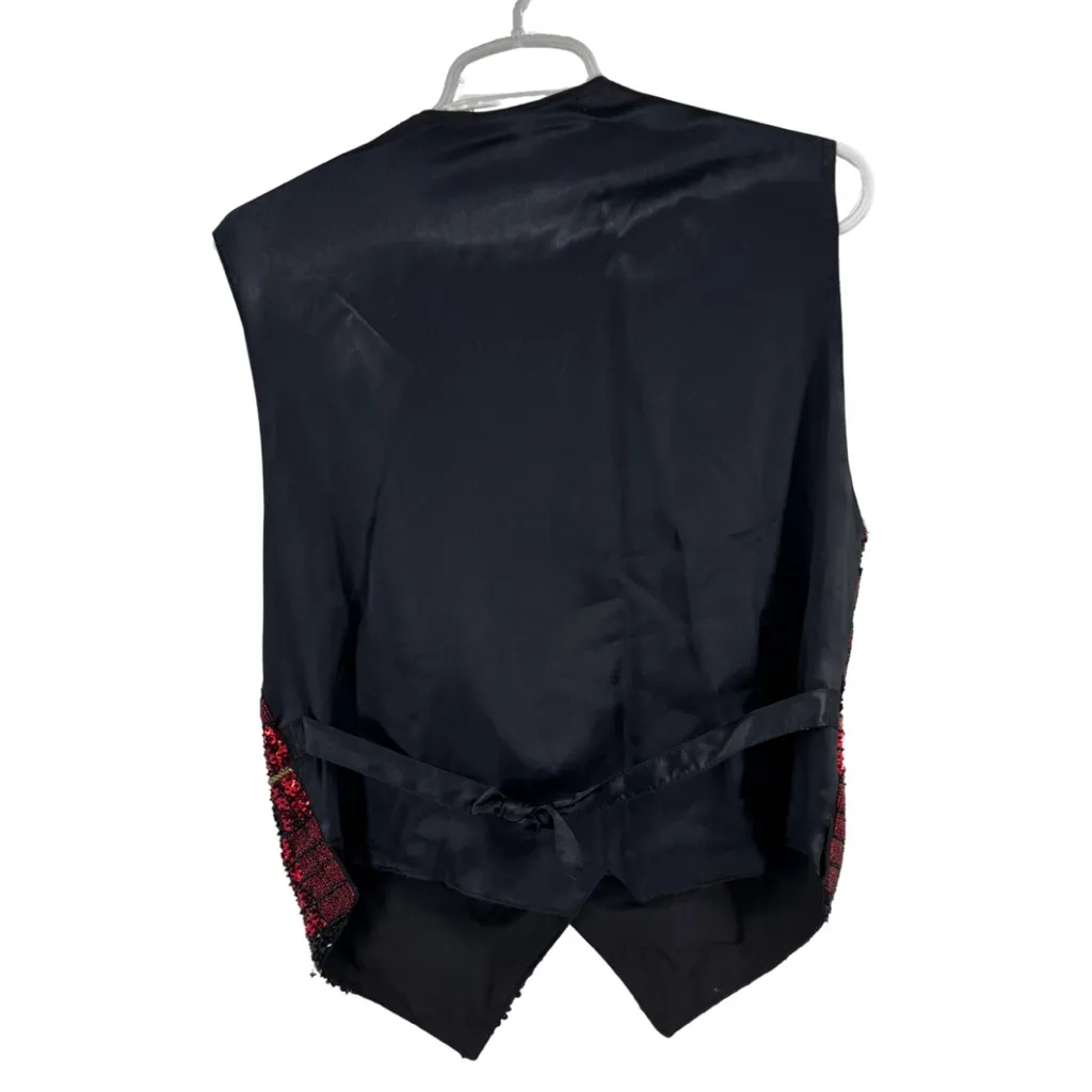 Theo Black Red Sequin Vest Dance Showbiz Bedazzled Jazz Theater holiday L Size L - Image 2